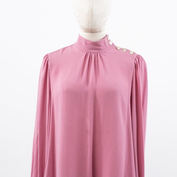 Robert Rodriguez M Silk Mock Neck Blouse Pink - Picture 8 of 12
